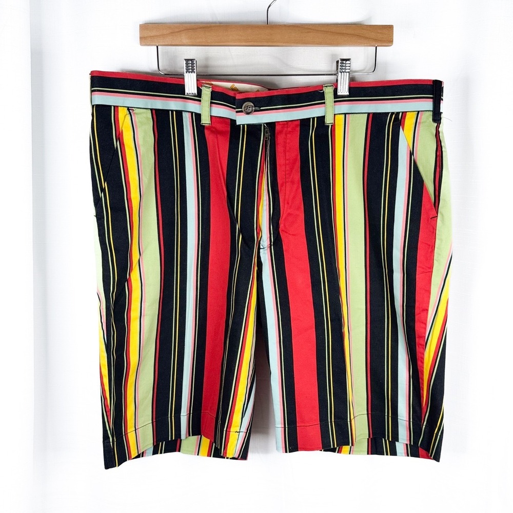 Loudmouth Golf Hot Dog Shorts Mens 40 Striped Cotton Stretch Bermuda